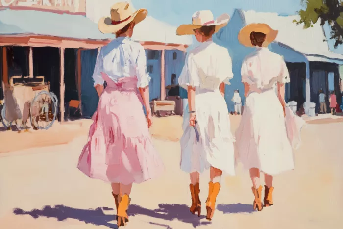 Prints, Art Melloi: Retro Western Ladies