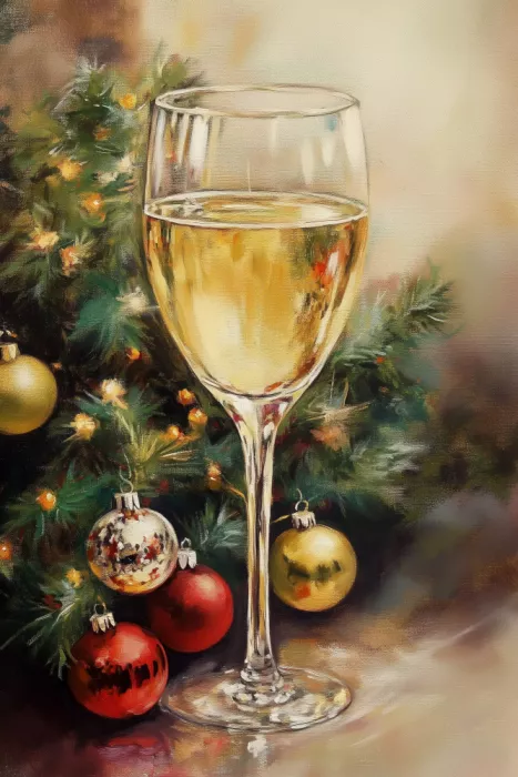 Prints, Art Melloi: Christmas White Wine