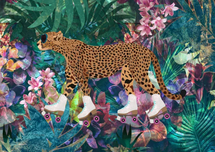 Manovski, Sarah: Cheetah Rollerskating in the jungle