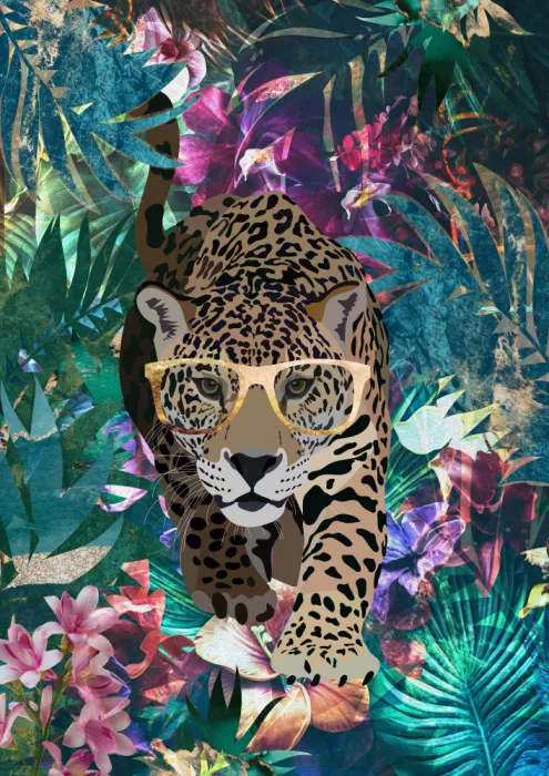 Manovski, Sarah: Tropical Jungle Jaguar in glasses
