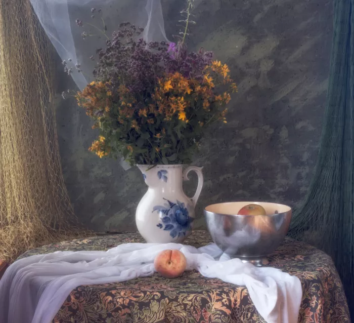 UstinaGreen: Bodegón con flores y frutas