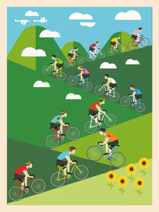 Studio, Art WallChart: Umělecký tisk Cyklistika v kopci