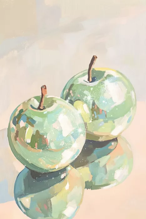 Prints, Art Melloi: Pommes réfléchissantes en abstraction