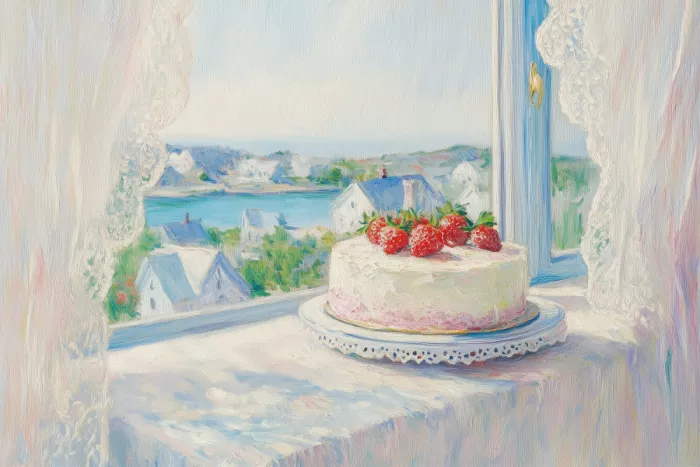 Prints, Art Melloi: Torta di fragole presso la finestra