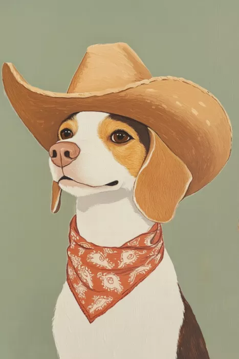 Prints, Art Melloi: Beagle Cowboy