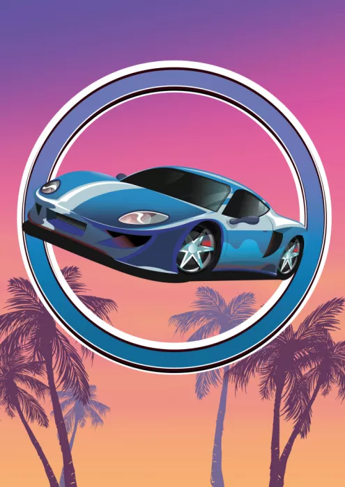 Nicholas: Stylizované modré sportovní auto