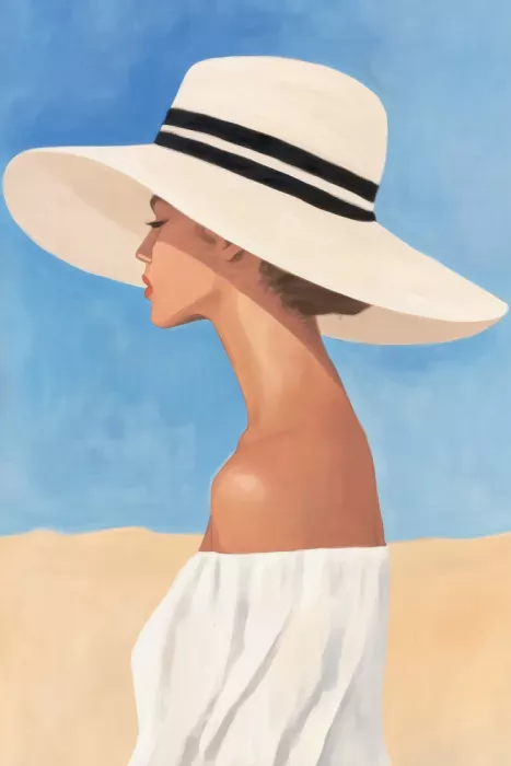 Prints, Art Melloi: Femme au chapeau à larges bords