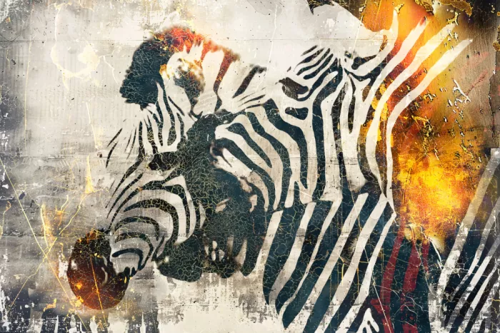 Kulik, Rafal: Zebra Afrikanische Kunst Vintage-Stil 2