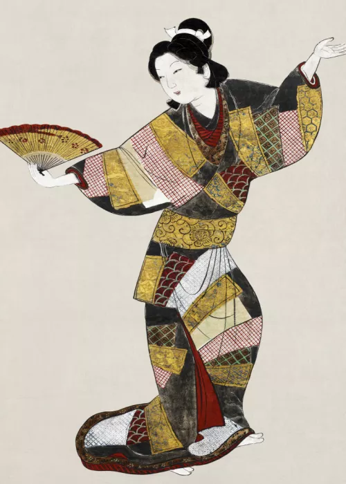 Unknown: Japanische Tänzerin (17. Jahrhundert) Vintage-Gemälde