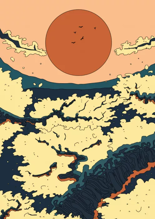 Nicholas: Atardecer japonés abstracto