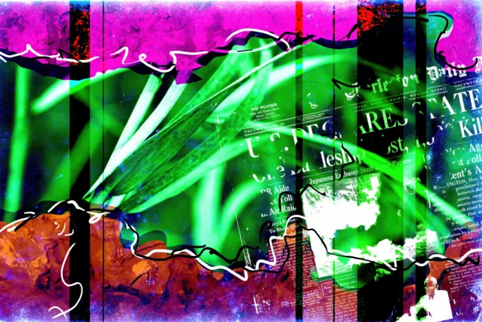 Kulik, Rafal: Collage herbe verte et rose