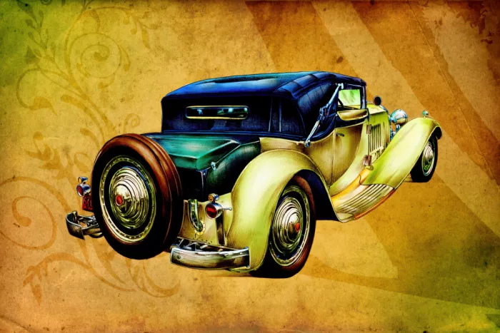 Kulik, Rafal: Altes Auto Sepia-Illustration 33