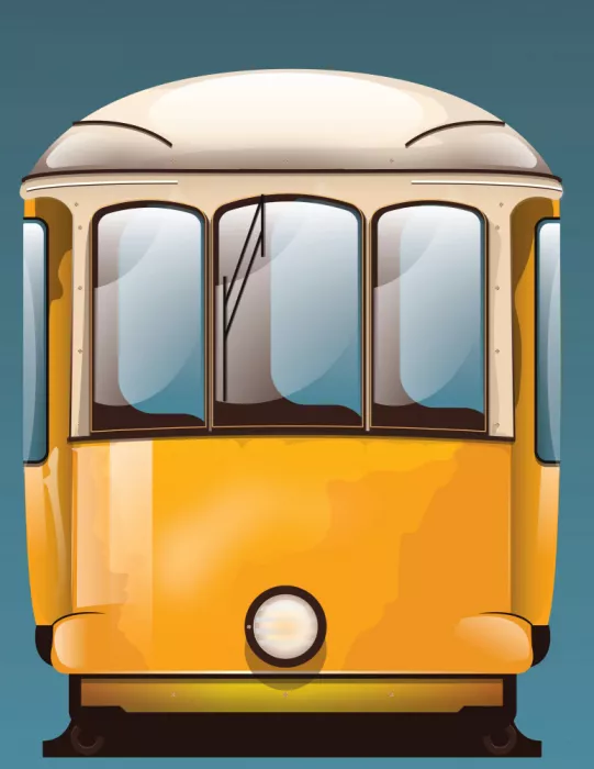 Nicholas: Lebhafter gelber Vintage-Straßenbahn