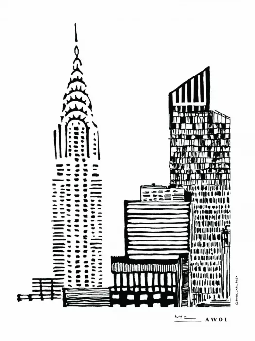 Alex, Art Awol: Manhattanská silueta s mrakodrapy