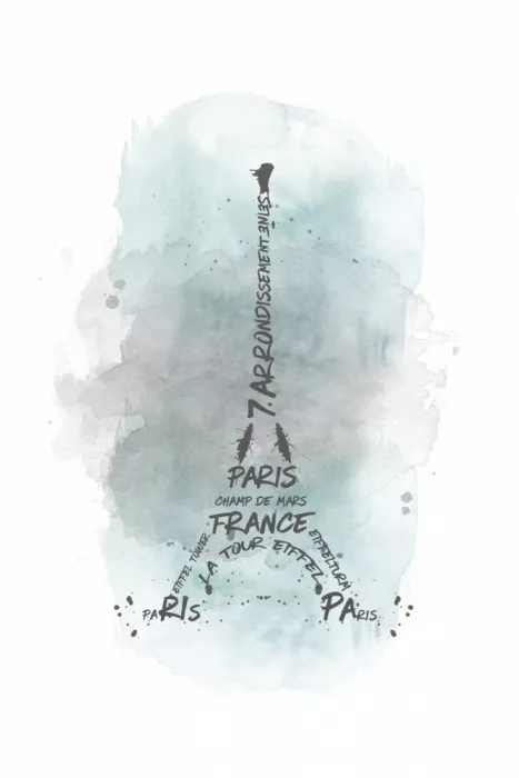 Viola, Melanie: Acuarela Torre Eiffel | turquesa