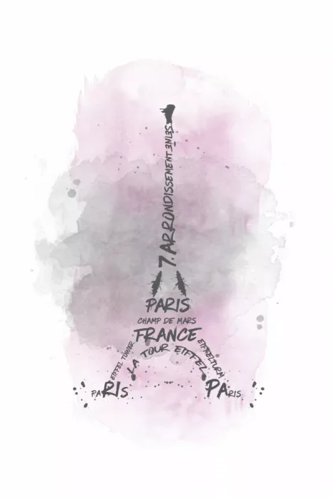 Viola, Melanie: Acuarela Arte Torre Eiffel | rosa