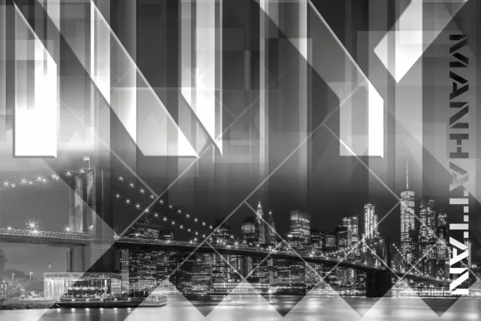 Viola, Melanie: Modern Art BROOKLYN BRIDGE & SKYLINE