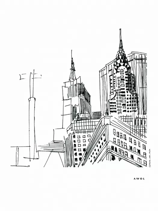 Alex, Art Awol: Kresba New York City, ikonické manhattanské mrakodrapy