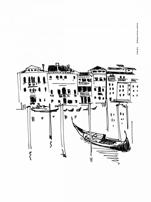 Alex, Art Awol: Gran Canal de Venecia con Góndola, Italia Lámina de Viaje