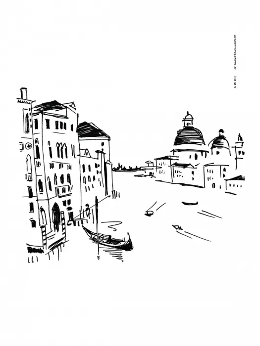 Alex, Art Awol: Lámina de arte de Venecia con góndolas y basílica en el Gran Canal, arte mural italiano