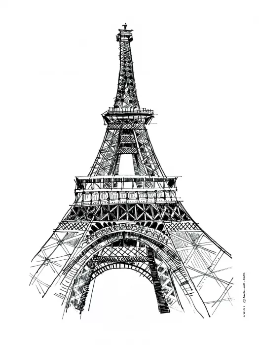 Alex, Art Awol: Torre Eiffel, París Lámina de arte, Dibujo de arquitectura francesa