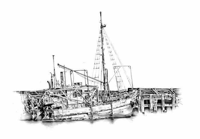 Kulik: Loď, moře, námořní umění, kresba, skica 8