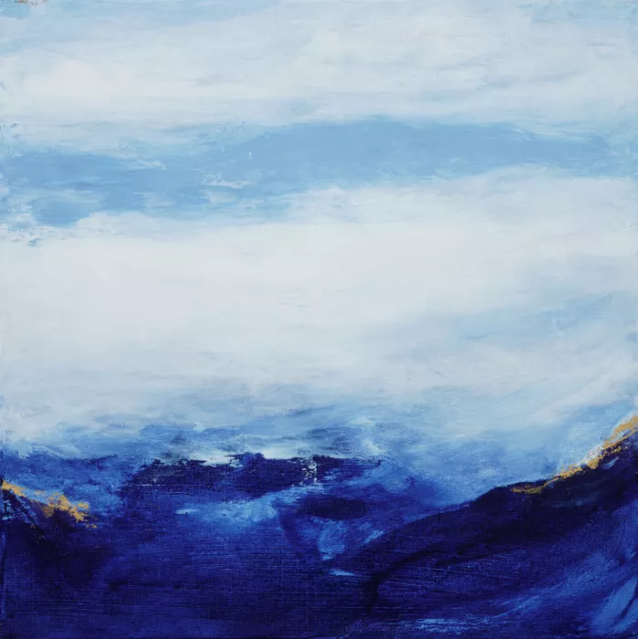Wattré, Françoise: Paisaje sereno azul y blanco