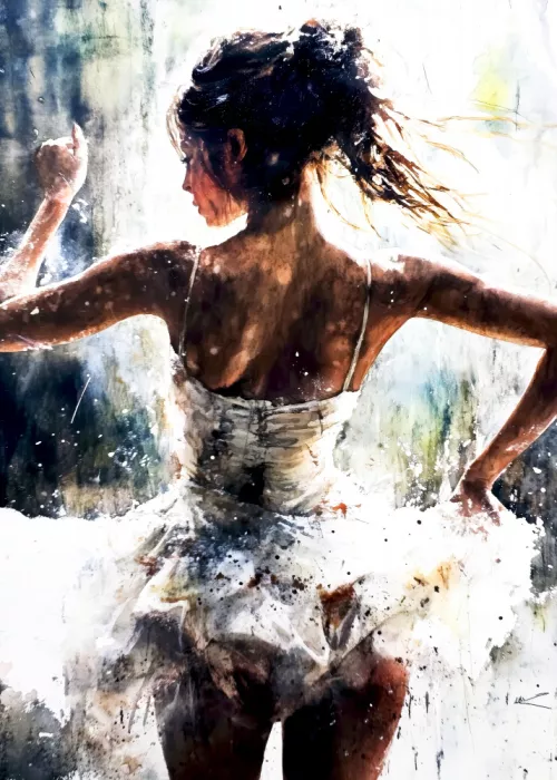 Jaszke, Justyna: Ballet Dancer Watercolor Art (7)