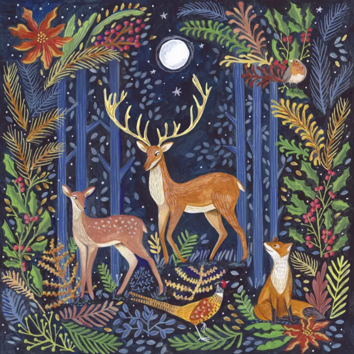 Müller, Bonne Caroline: Animaux de la forêt dans la forêt sombre au clair de lune - Noël