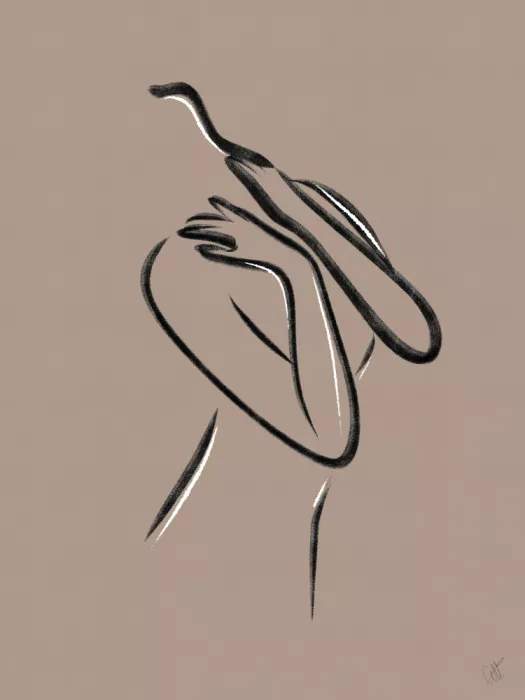 Volfova, Anne-Marie: Donna 1 - Linee astratte - Pantone 2025 Mocha Mousse