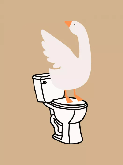 Dash, and Jolly: Silly Goose - Toilet Art Beige