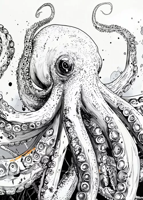 Jaszke, Justyna: Black and White Octopus sea life