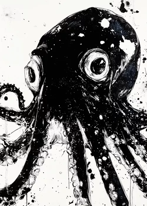 Jaszke, Justyna: Drawing black Octopus sea life