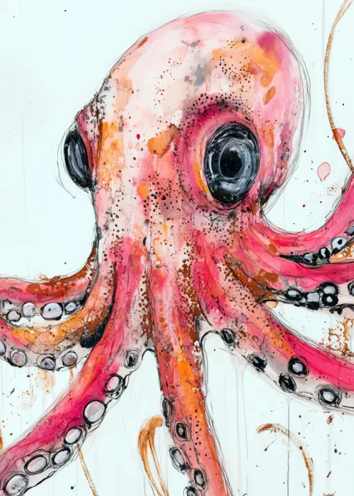Jaszke, Justyna: Drawing red Octopus sea life