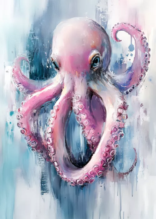 Jaszke, Justyna: Pastel pink Octopus sea life