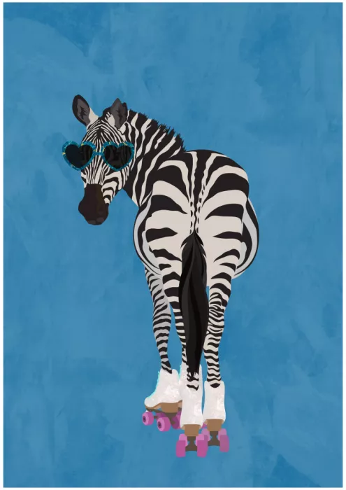 Manovski, Sarah: Rollerskating Zebra blue