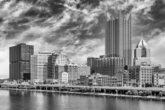 Viola, Melanie: Pittsburgh Downtown | Monocromo