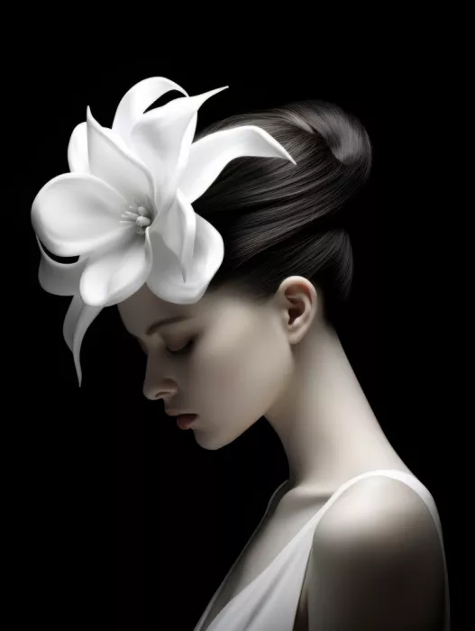 Paksoylu, Bilge: Bw Flower Girl Portrait  0000 Bw Portrait