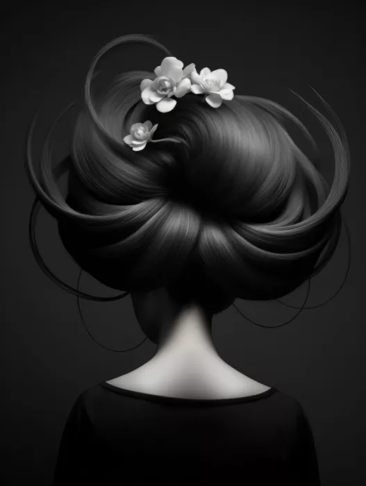 Paksoylu, Bilge: BW Blumenmädchen-Porträt 000 2