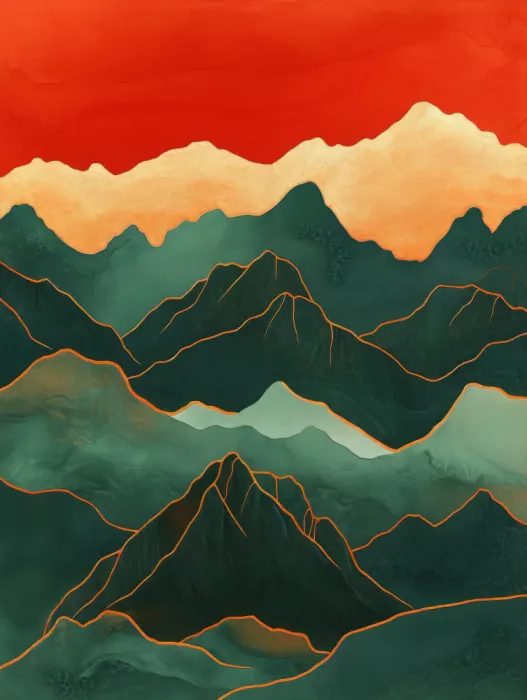 Paksoylu, Bilge: Landschaft in Türkis und Orange