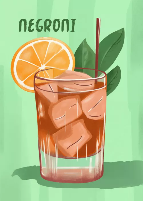 Magnusson, Andreas: Negroni Cocktail With A V ibrant Orange Slice