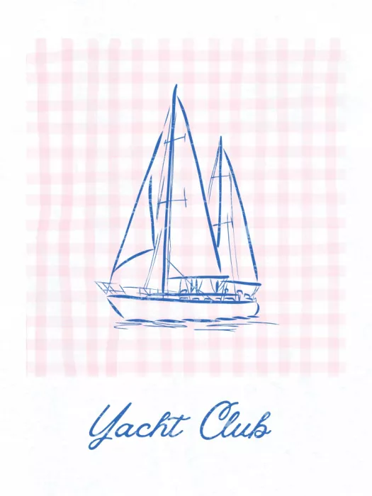 Dash, and Jolly: Disegno minimalista di yacht in linea blu
