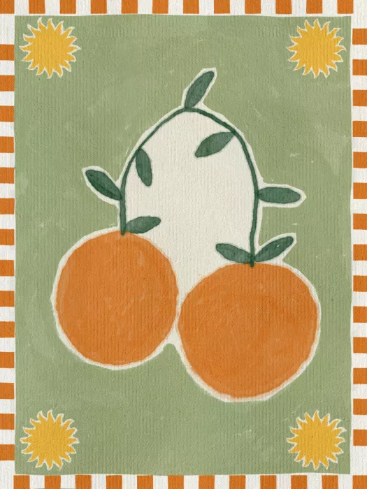 Dafai, Al Shatha: Orange Fruit On Green Background
