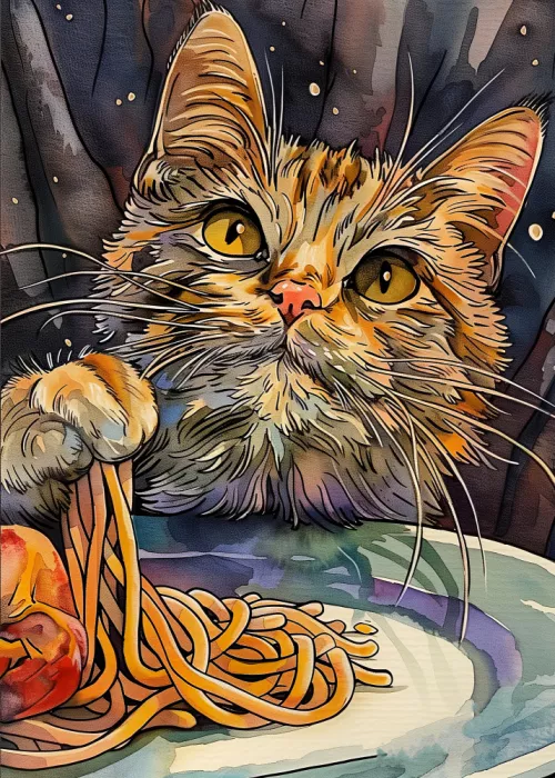 Jaszke, Justyna: Cat eating spaghetti (179)