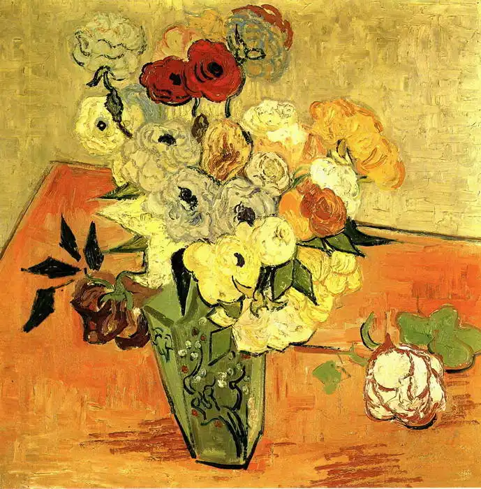 Gogh, Vincent van: Zátiší s japonskou vázou a růžemi