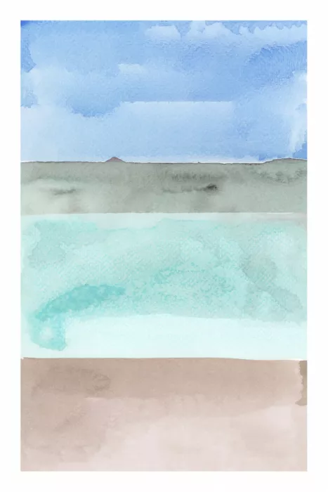 cartissi: Bandas horizontales abstractas en azul, verde y beige