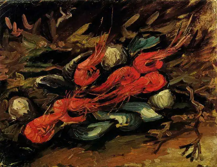 Gogh, Vincent van: Zátiší s mušlemi a krevetami