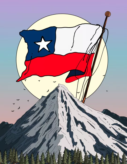 Nicholas: Bandiera cilena, Montagne delle Ande – Poster da viaggio