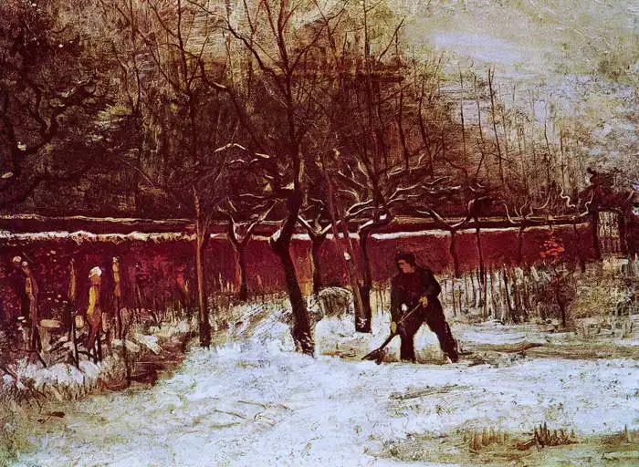Gogh, Vincent van: Zahrada v Nuenenu pod sněhem