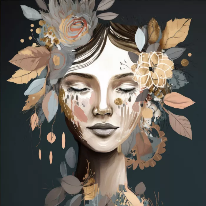 Eve, Bella: Woman Portrait with Floral Elements